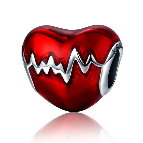 Love Heart ECG & Red Enamel Beads